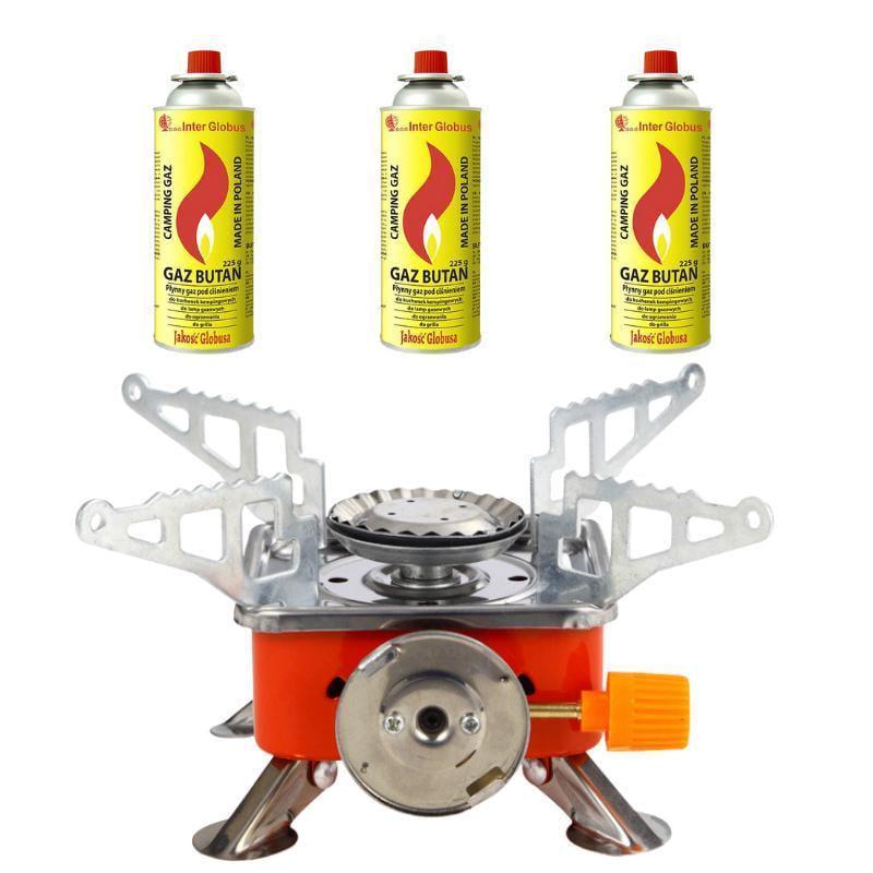 Плитка газовая Kovar Портативная с защитным чехлом и 3 газовыми баллонами Красный (10233492)