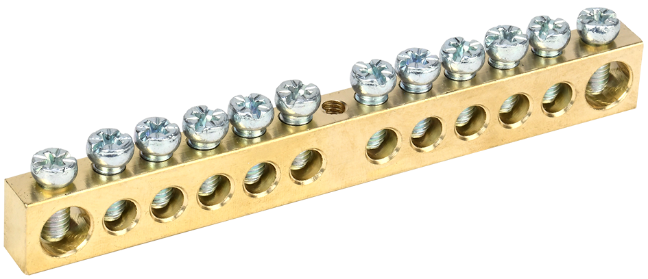 Шина нулевая УЕК 12 отверстий крепление по центру медь 8х12 мм (YNN20-12-100) Шина нулевая УЕК 12 отверстий крепление по центру медь 8х12 мм (YNN20-12-100)