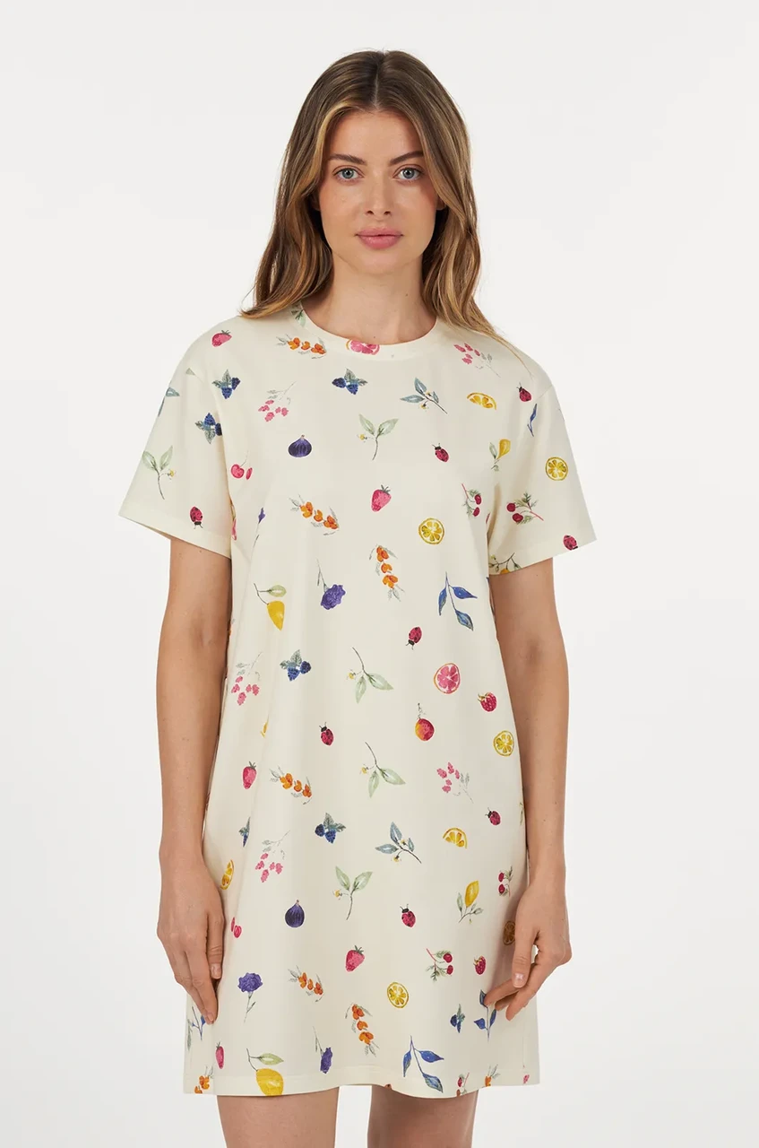 Ночная рубашка женская Ellen Fruity Delight LDK 129/15/04k хлопчатобумажная L Молочный (34125335)