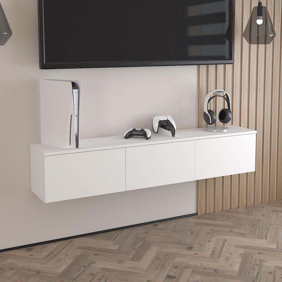 Тумба під ТВ Тріо 1480х280х280 мм Білий - фото 1 Тумба під ТВ Тріо 1480х280х280 мм Білий - фото 1