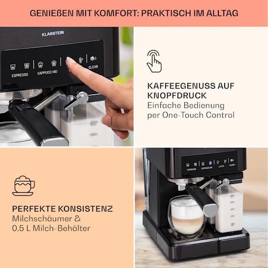 Кофеварка KLARSTEIN Arabica Comfort 1350 W 20 бар (10041523) - фото 3