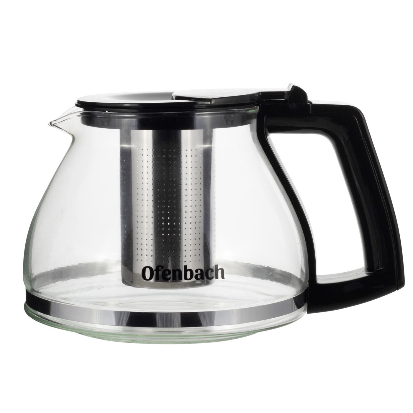 Заварочный чайник со съемным ситечком Ofenbach KM-100613М из термостойкого стекла 1300 мл Прозрачный (150-84-100613М) - фото 12
