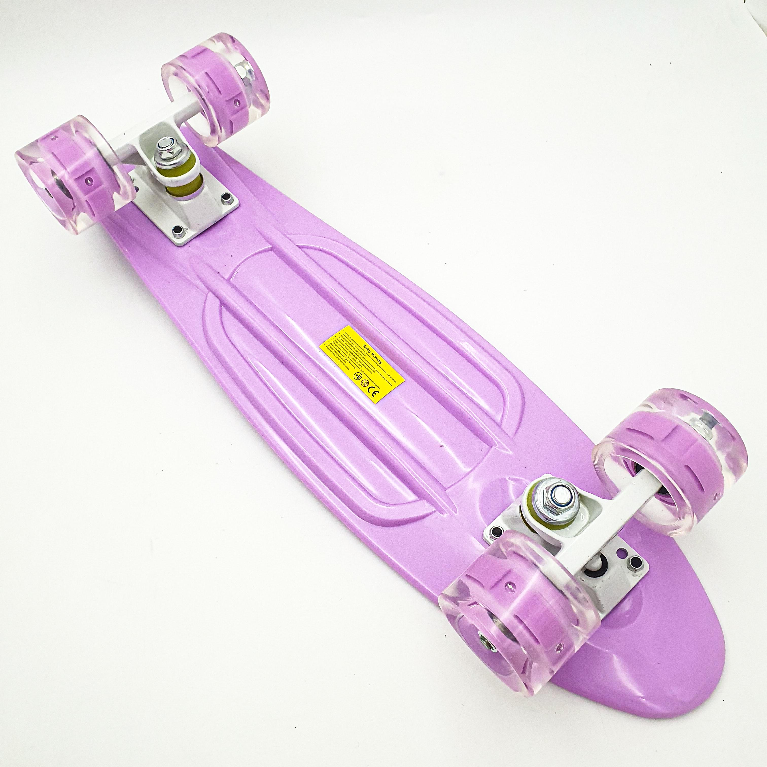 Скейтборд Penny Board Pastel Series ABEC 7 55х15 см до 80 кг со светящимися колесами Лиловый (857aff9e) - фото 3