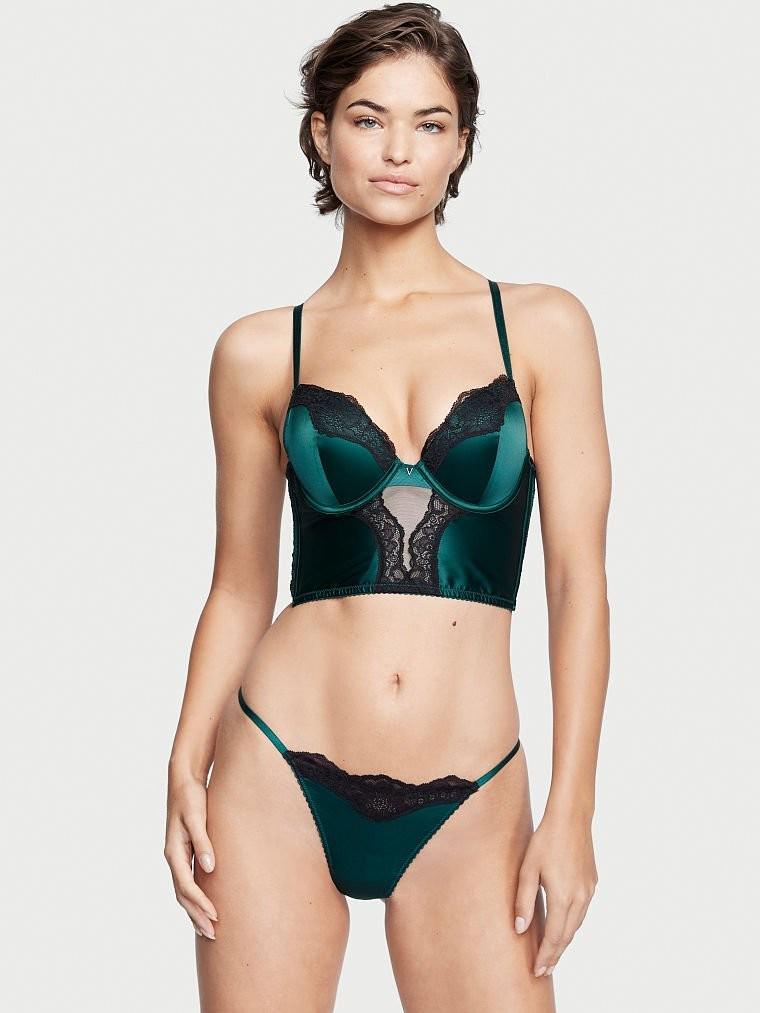 Корсет Бюст'є Victoria's Secret Bombshell Add-2-Cups Push-Up Corset Top подвійний пуш-ап 38С Темно-зелений - фото 3