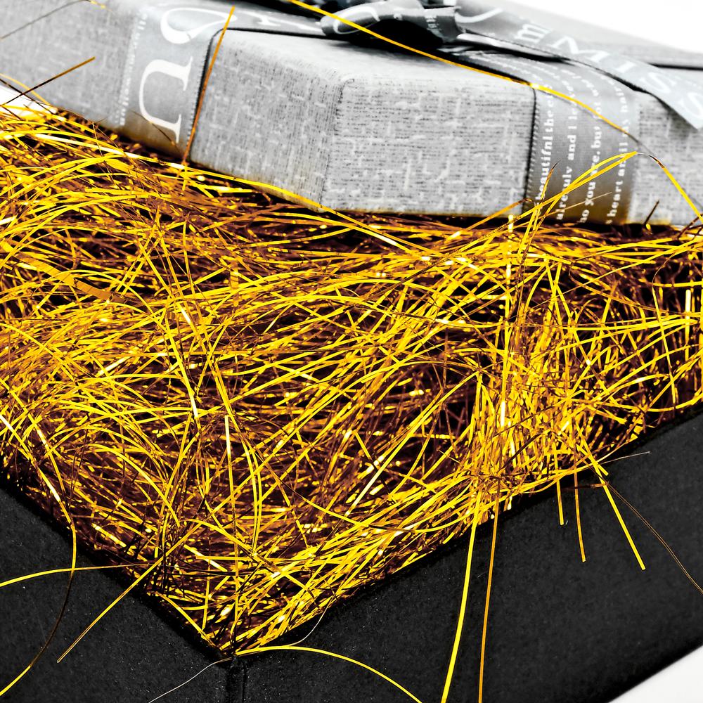 Наполнитель декоративный Stenson R96463 для подарочных коробок 30 г полипропилен Золотой (95a0e16e) - фото 2