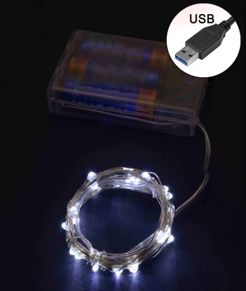 Гирлянда Роса на батарейках 50 LED 5 м Белый (37724876)