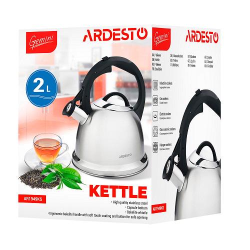 Чайник Ardesto Gemini AR1949KS для всех видов плит нержавеющая сталь 2 л (586520) - фото 4