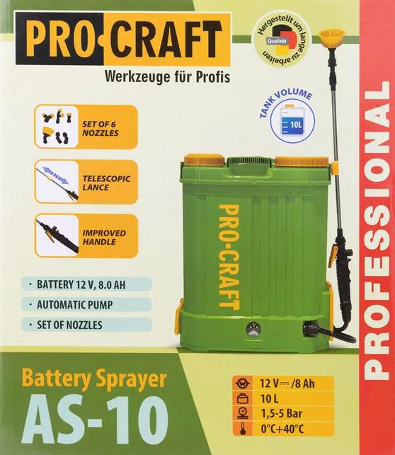 ᐉ Опрыскиватель аккумуляторный ProCraft AS-10 • Купить в Киеве