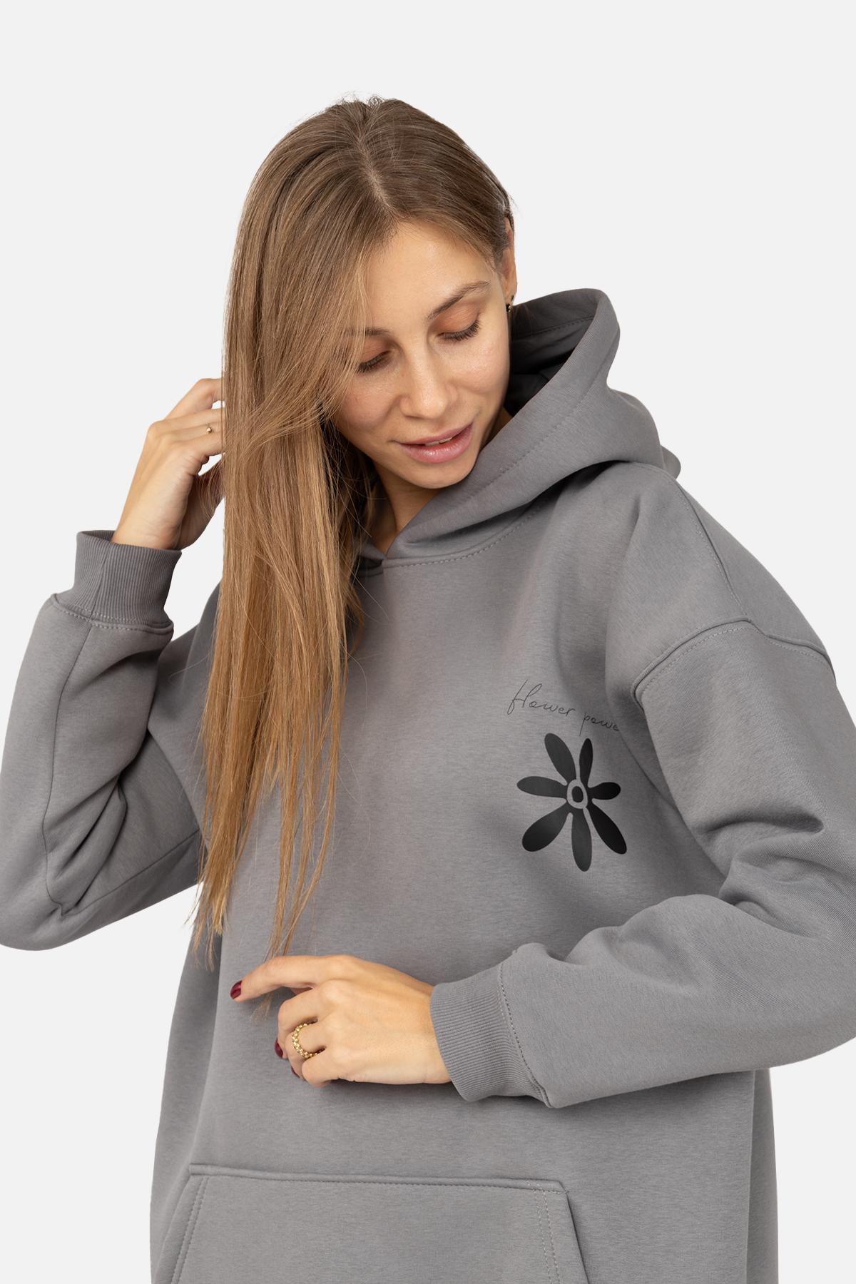 Худи женское ЦБ-00262869 р. 50 Серый (SKT001027802) - фото 3 Худи женское ЦБ-00262869 р. 50 Серый (SKT001027802) - фото 3