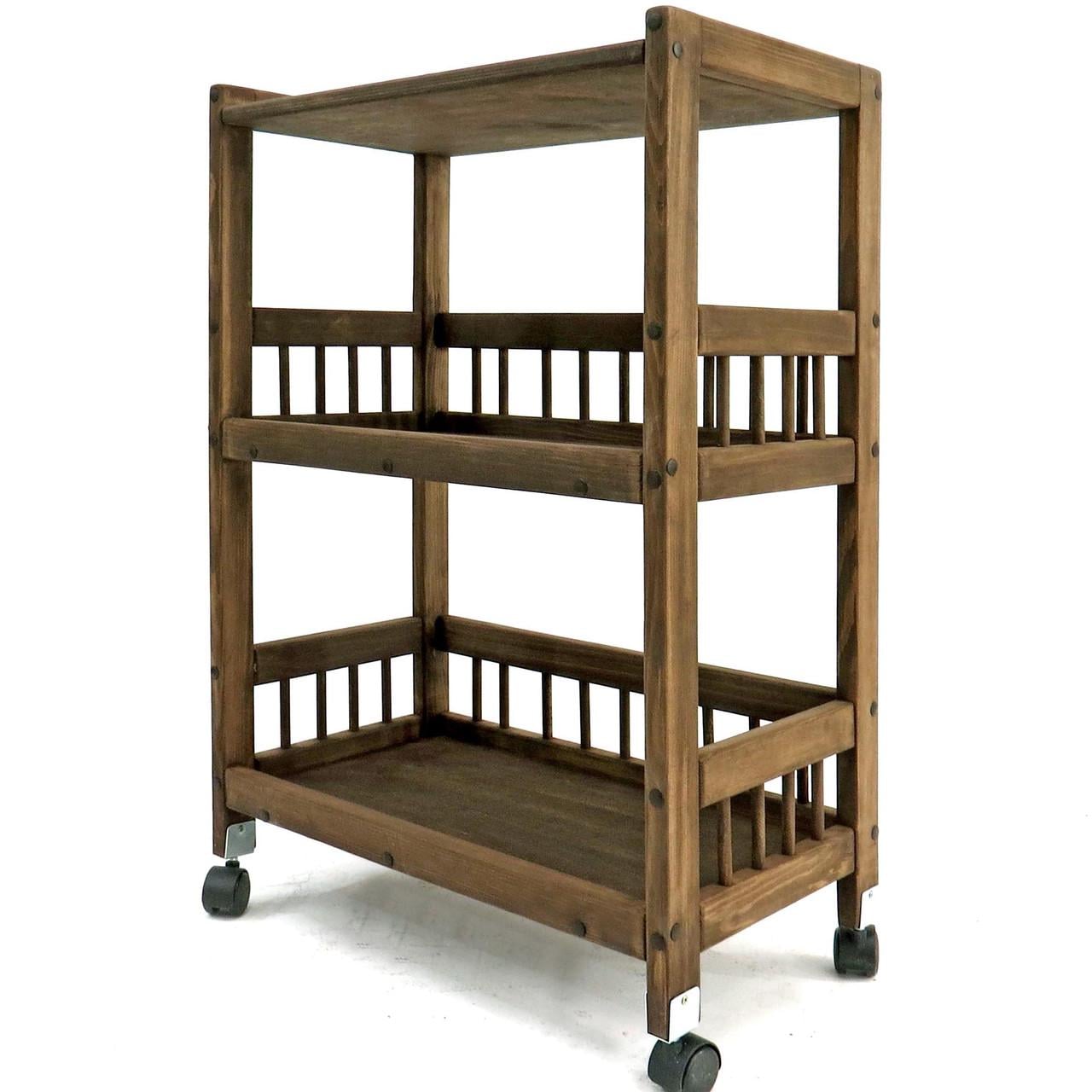 Этажерка для ванной из дерева на колесиках Комуния Сепия (АБТ-006308)