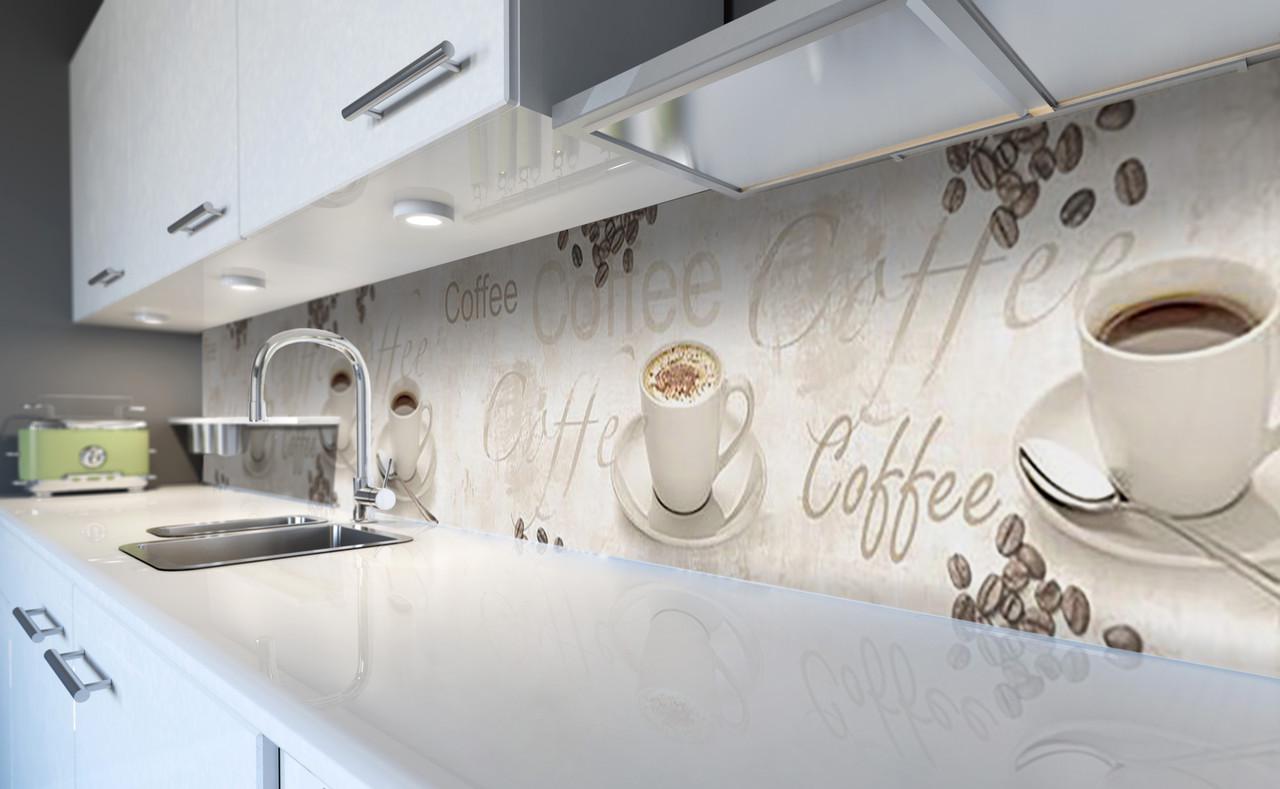 Кухонный фартук Чашка кофе зерна из самоклеющейся виниловой пленки 60х250 см Бежевый Кухонный фартук Чашка кофе зерна из самоклеющейся виниловой пленки 60х250 см Бежевый