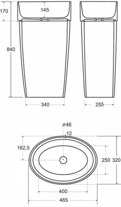 Умивальник Besco Uniqa 32х46 см Black/White Matte (UMMCUWOW) - фото 4 Умивальник Besco Uniqa 32х46 см Black/White Matte (UMMCUWOW) - фото 4