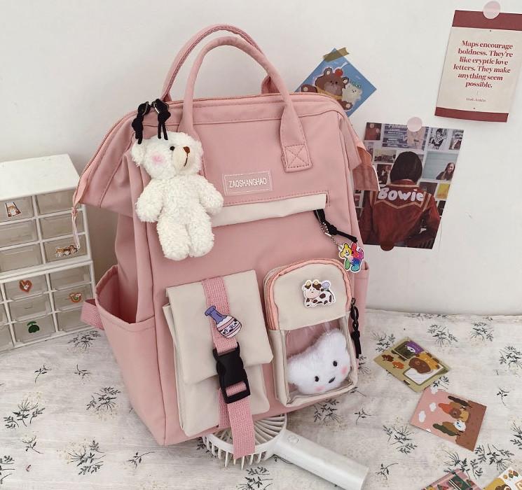 Шкільний рюкзак для дівчинки 5-11 класу в наборі зі значками Education Рожевий (1194313168)