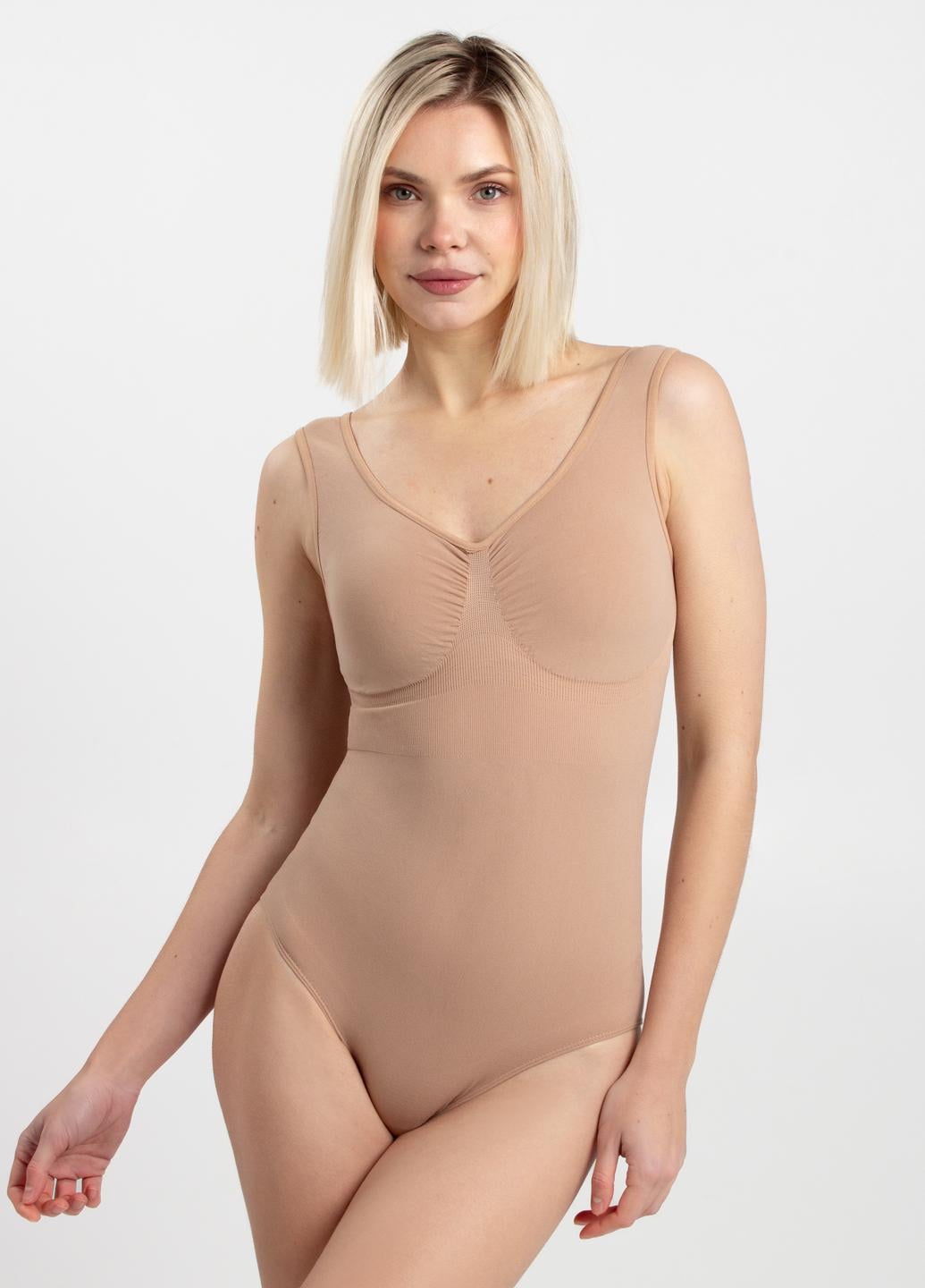 Боди корректирующее Giulia BODY SLIP SHAPEWEAR из микрофибры S/M Beige nude (34532062)