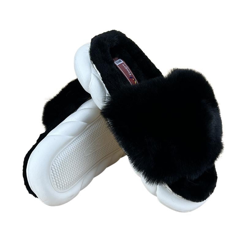 Тапочки домашние женские меховые Sanlin 5907-4 p. 36 22,5-23 см Черный