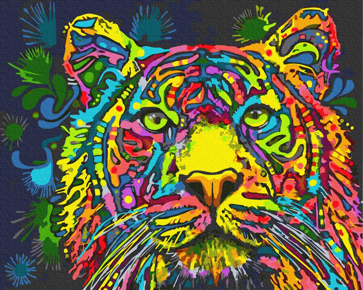 Картина по номерам Rainbow Art Разноцветный тигр 40х50 см (BRM34578)