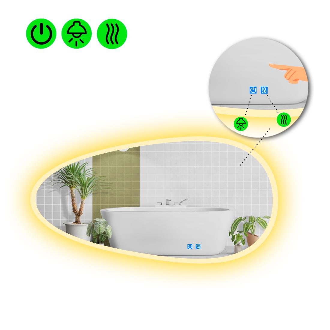 Дзеркало з LED підсвіткою Occhio 3 із двома сенсорами 80x40 см (8737815)