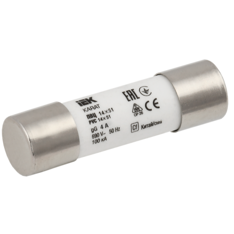 Запобіжник циліндричний плавкий УЕК KARAT 4А gG 14х51 мм (MFL20-004) Запобіжник циліндричний плавкий УЕК KARAT 4А gG 14х51 мм (MFL20-004)
