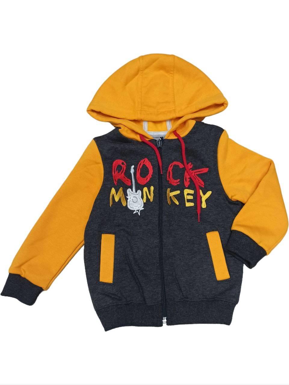 Кофта на блискавці для хлопчика Bembi КФ 116 86 см Помаранчевий/Чорний меланж