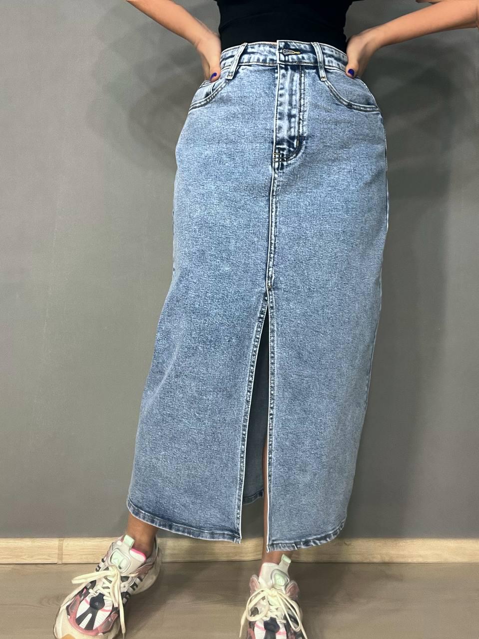 Спідниця жіноча джинсова Moss 505 довга великі розміри з розрізом стрейч р. 33 Блакитний (4058) - фото 9 Спідниця жіноча джинсова Moss 505 довга великі розміри з розрізом стрейч р. 33 Блакитний (4058) - фото 9