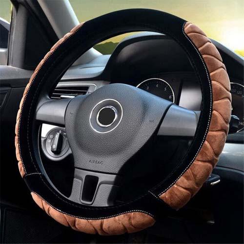 Обшивка чохол на кермо плюшевий 37 см Коричневий