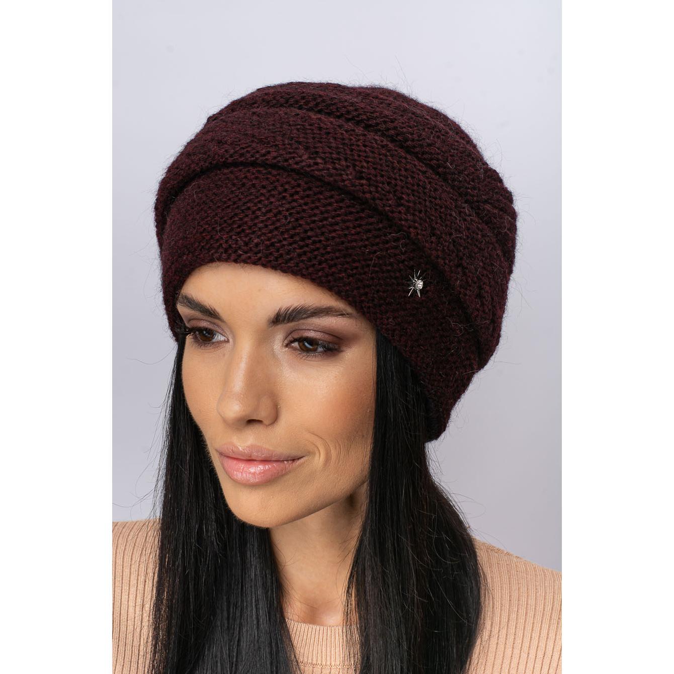 Шапка женская шерстяная двойная Leks Дороти one size Бургунд