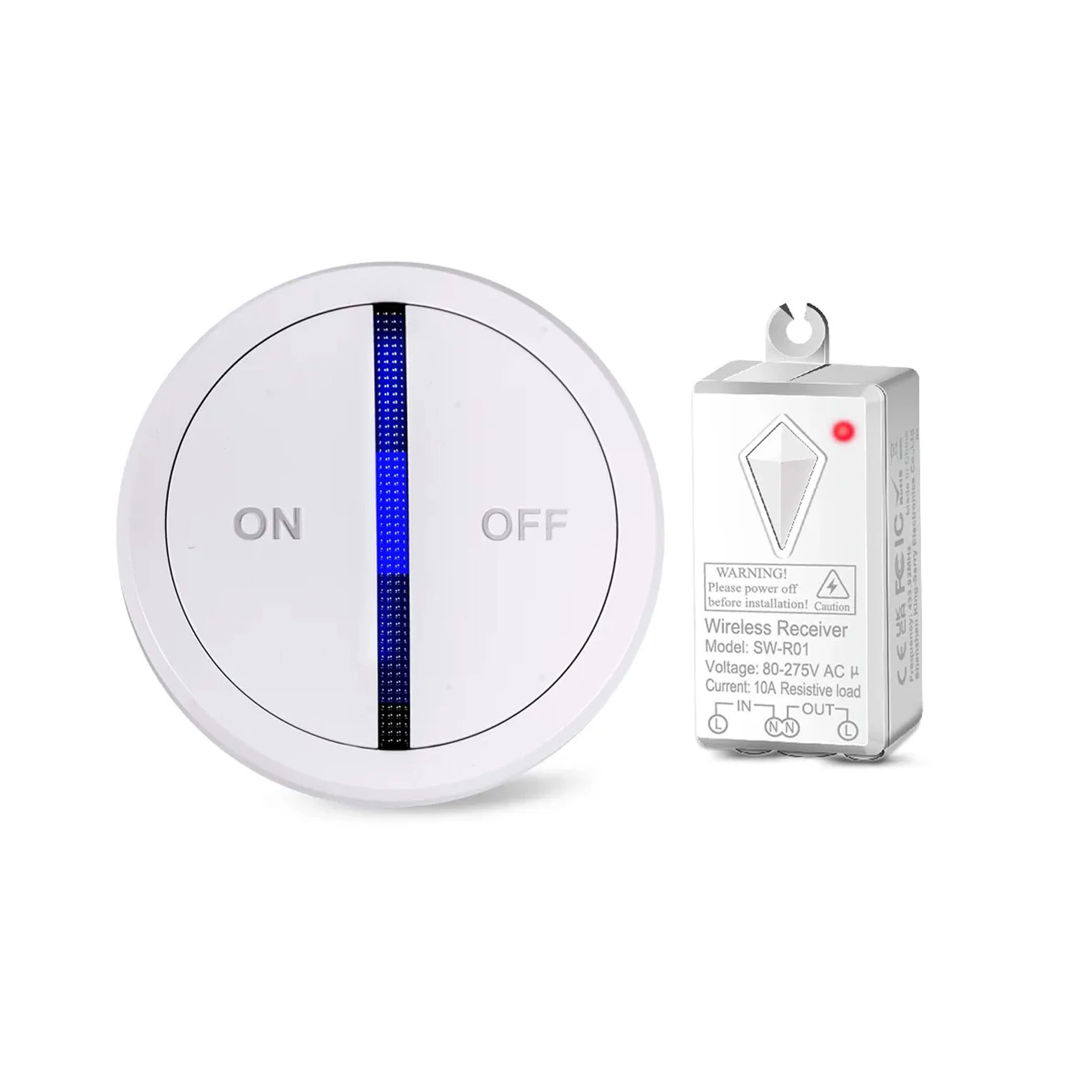 Комплект беспроводной выключатель с 1-канальной клавишей CA2 с приемным блоком 220V 1000W (SW-R01)