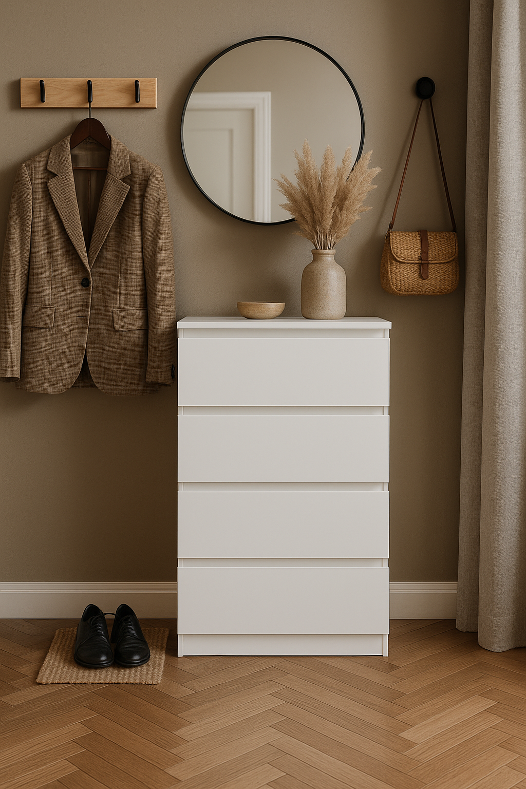 Комод MEBEX на 4 ящика 60х40х100 см Белый (VM4B600WH) - фото 1 Комод MEBEX на 4 ящика 60х40х100 см Белый (VM4B600WH) - фото 1