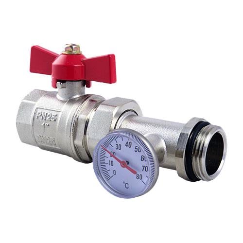 Кран кульовий FADO з термометром прямий 1" ВЗ (FD-KA30)