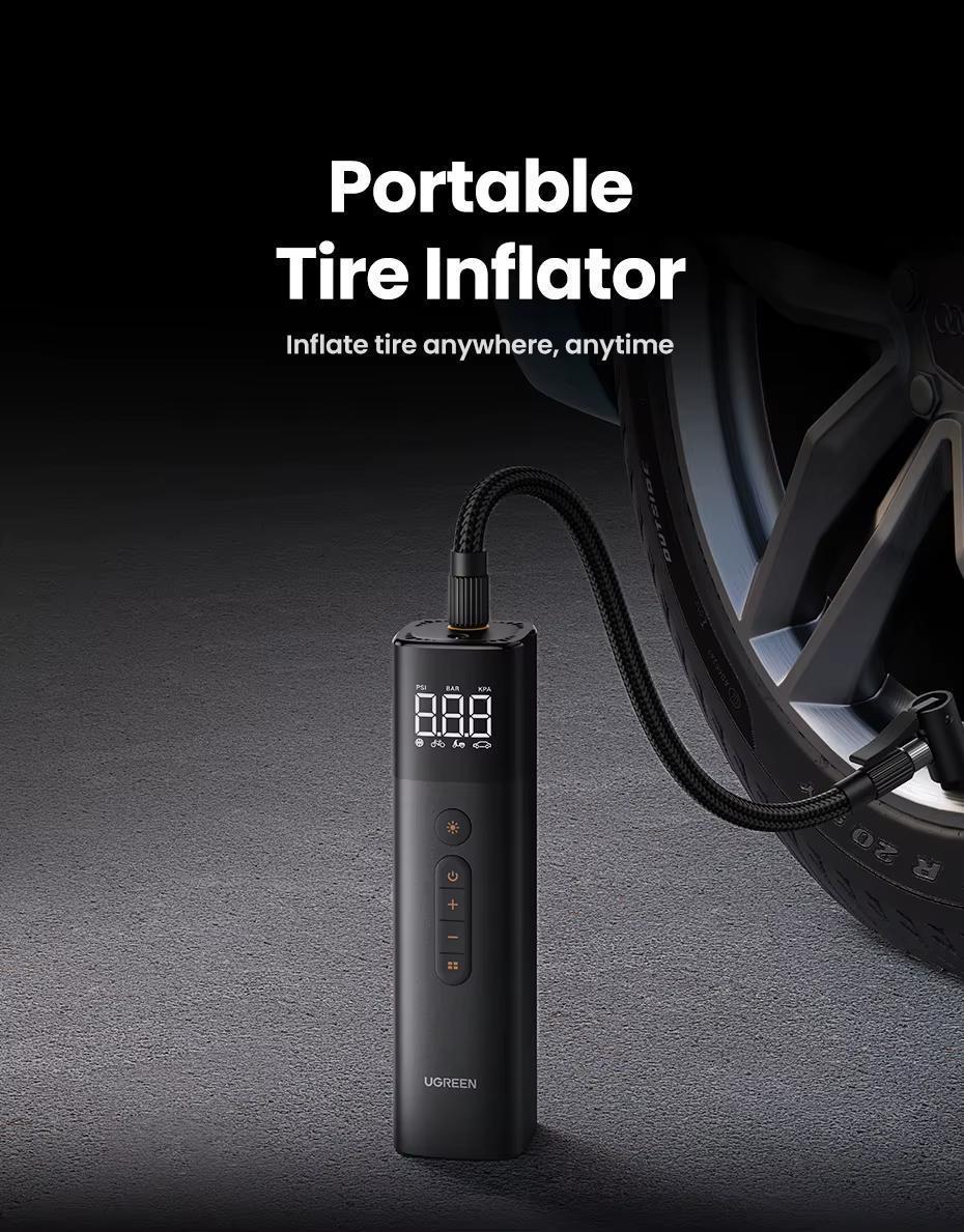 Компресор UGREEN 150psi 35 л/хв LED від прикурювача Чорний (35573) - фото 2 Компресор UGREEN 150psi 35 л/хв LED від прикурювача Чорний (35573) - фото 2
