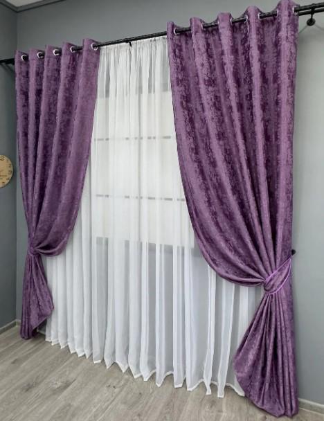 Комплект штор на люверсах Sultan YL жаккард 1,5х2,5 м 2 шт. Фиолетовый (1547ш 37-0255) - фото 4 Комплект штор на люверсах Sultan YL жаккард 1,5х2,5 м 2 шт. Фиолетовый (1547ш 37-0255) - фото 4