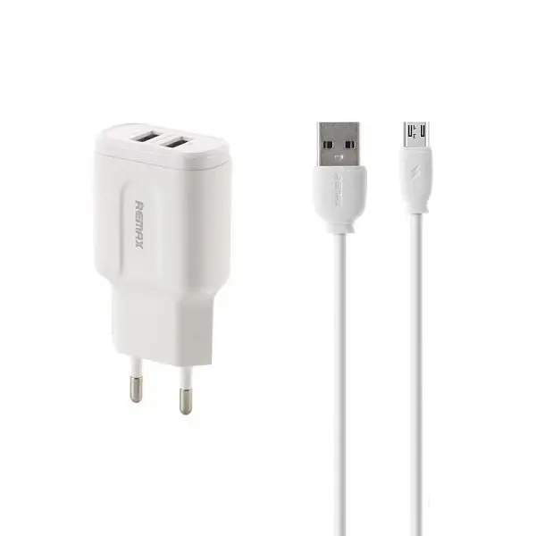 Зарядное устройство для Remax RP-U22m 2,4 A 2 USB кабель microUSB 220 V EU Белый (6954851298281) - фото 3