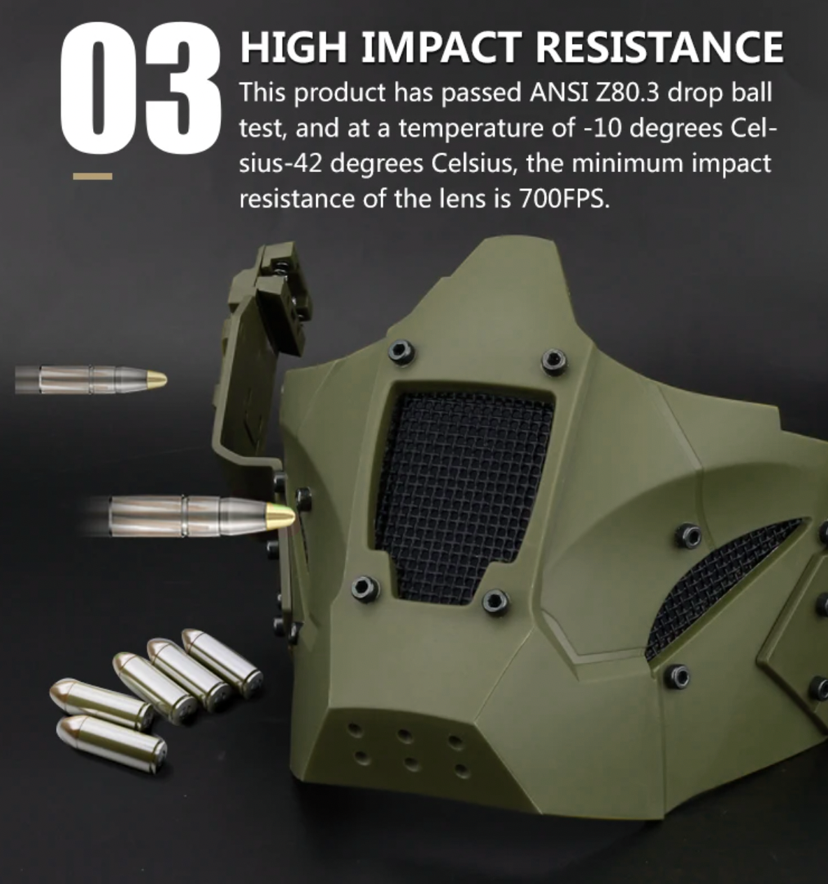 Маска Iron Warrior з кріпленням до шолома Airsoft Зелений (MK001014) - фото 6