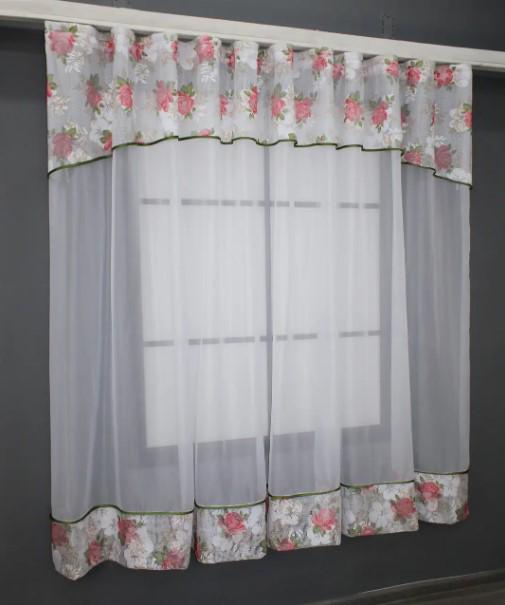 Гардина на кухню шифон/жаккард 280х170 см Белый/Терракотовый (110к) - фото 2 Гардина на кухню шифон/жаккард 280х170 см Белый/Терракотовый (110к) - фото 2