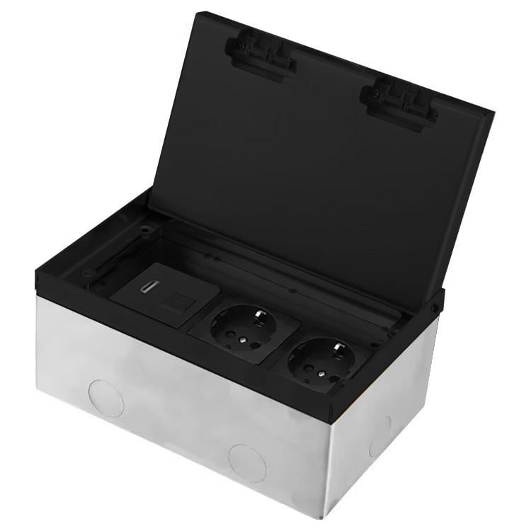Розетка напольная LIVOLO скрытого монтажа 2 розетки интернетом RJ-45/HDMI нержавеющая сталь Черный (VL-SHSJ53-TC.CP.HD-BP-B) Розетка напольная LIVOLO скрытого монтажа 2 розетки интернетом RJ-45/HDMI нержавеющая сталь Черный (VL-SHSJ53-TC.CP.HD-BP-B)