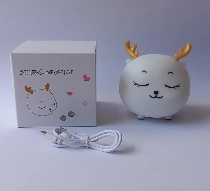 Нічник силіконовий м'який Оленя LED на акумуляторі 7 кольорів Білий (598900817)
