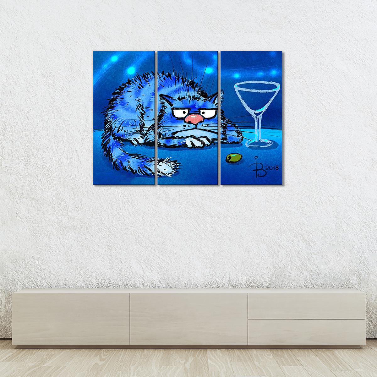 Модульная картина Цвет настроения синий... 3 модуля 90x135 см