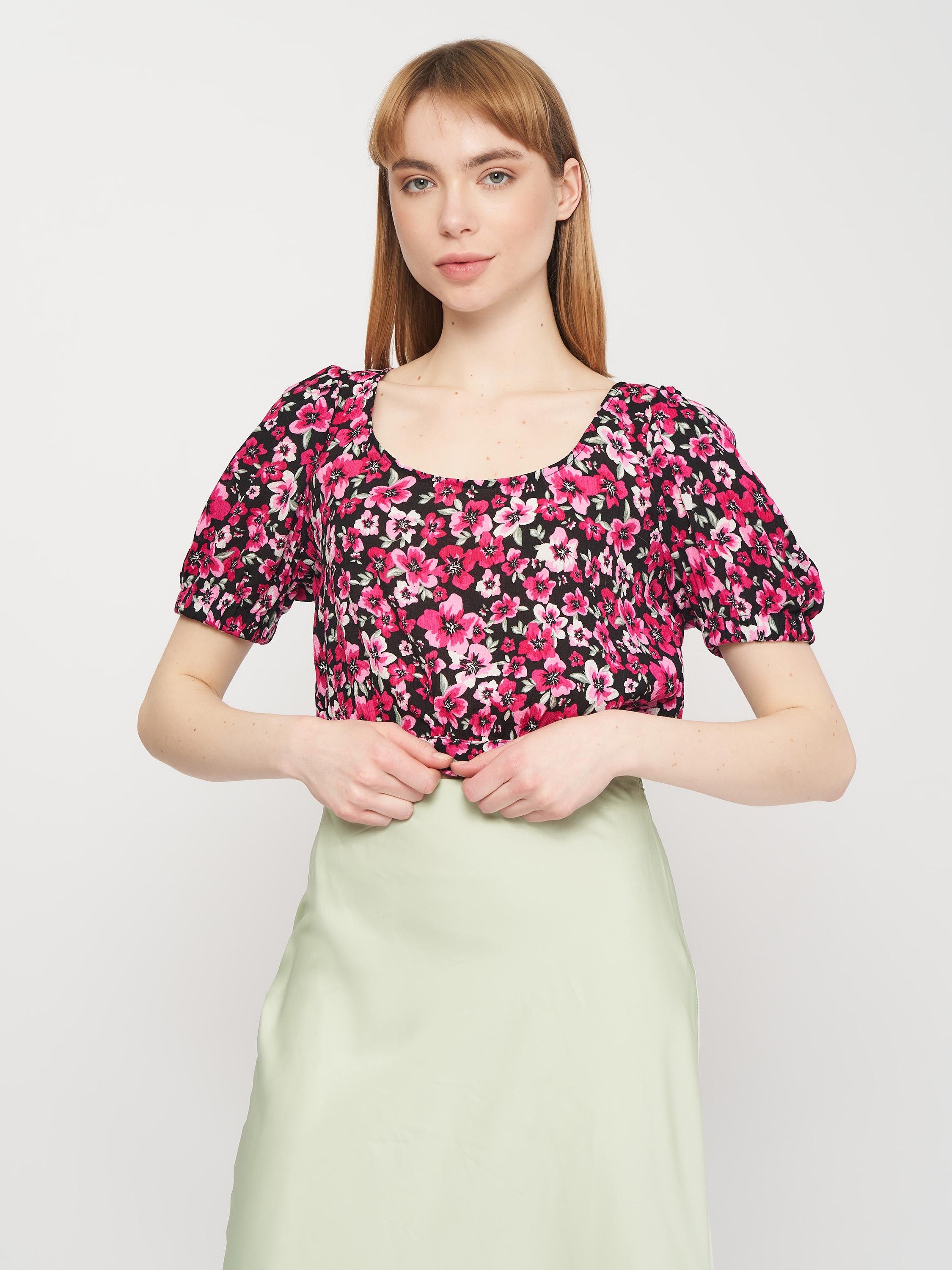 Блуза H&M Цветы р. 36 Черный (2712888606)