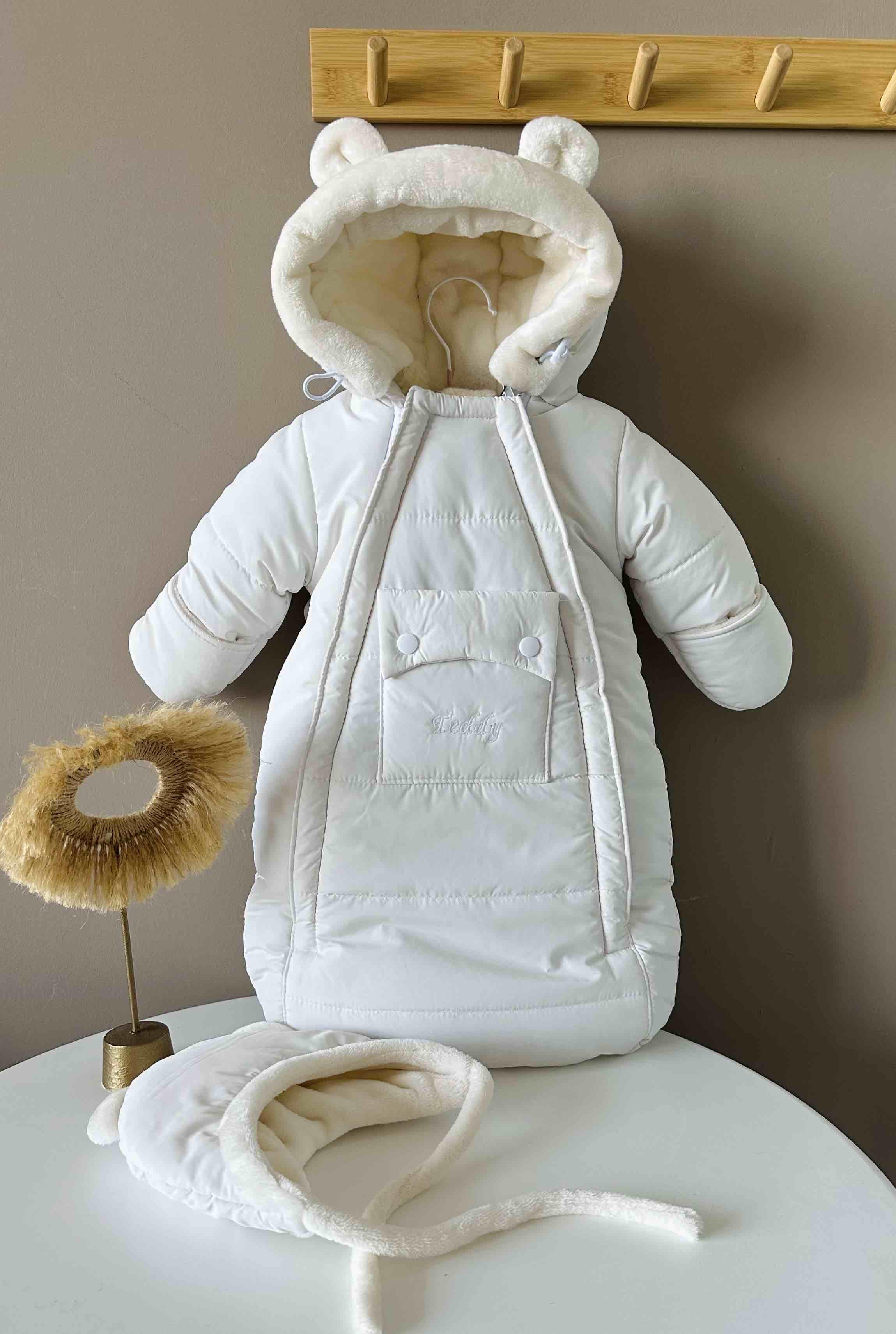 Конверт-комбинезон зимний на овчинке с шапочкой 0-6 мес. Молочный (21093) - фото 1 Конверт-комбинезон зимний на овчинке с шапочкой 0-6 мес. Молочный (21093) - фото 1