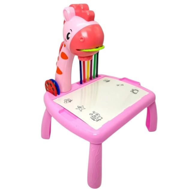 Столик дитячий для малювання з проектором Жираф 2в1 з мозаїкою та музикою Рожевий (2200-4)