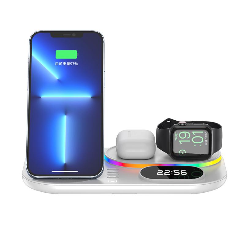 Док-станція бездротова з годинником 4in1 LED Clock RGB 30 W для iPhone/AirPods/iWatch_1-7 series - фото 4