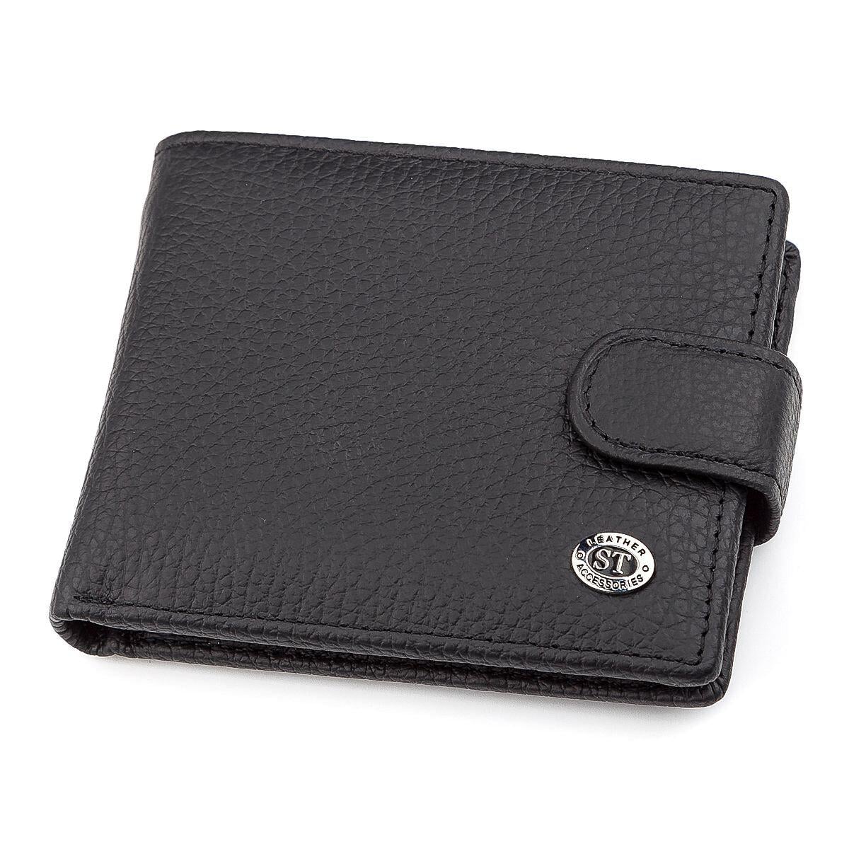 Кошелек мужской ST Leather 18316 (ST114) из натуральной кожи на кнопке Черный (168-136-18316)