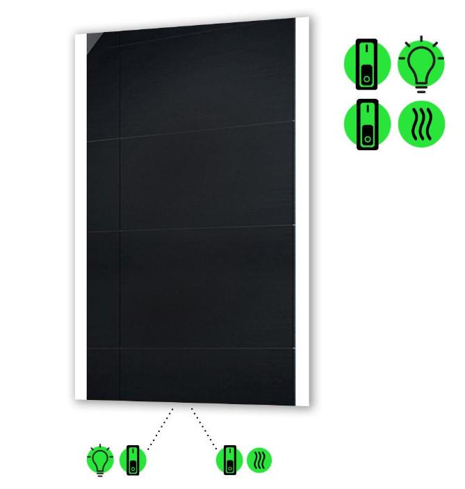 Зеркало с LED подсветкой Ines с подогревом и двумя механическими включателями 70x80 см (Ines222) Зеркало с LED подсветкой Ines с подогревом и двумя механическими включателями 70x80 см (Ines222)
