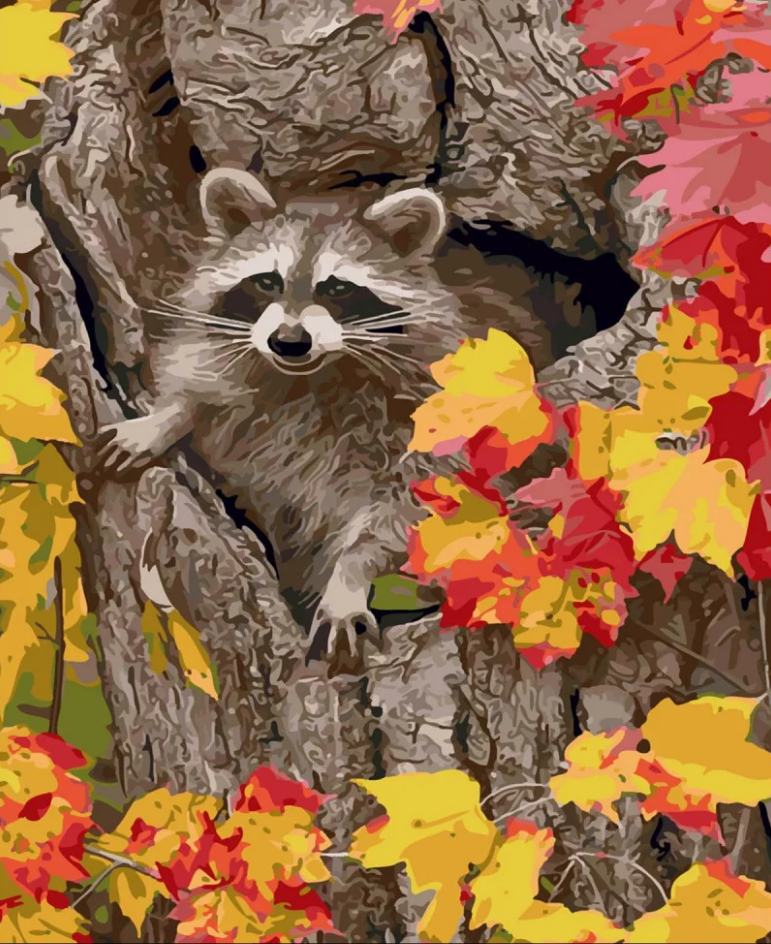 Картина по номерам Strateg Енотик осенью 40x50 см (SY6291)