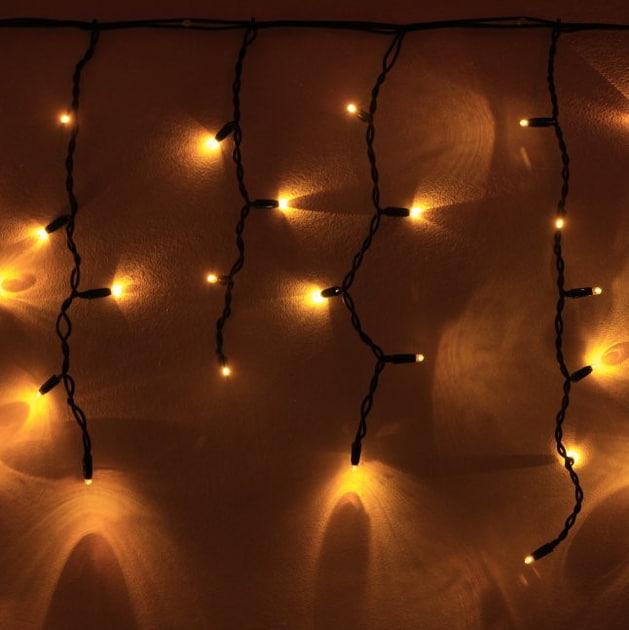 Гірлянда бахрома вулична 280 LED 10 м Чорний дріт/Жовтий (8794)