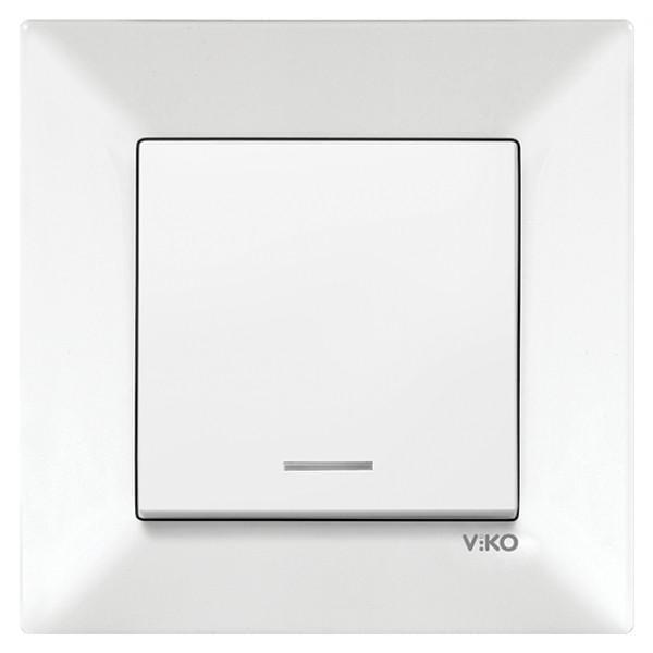 Выключатель одноклавишный с подсветкой Viko Meridian Белый (00000012447)