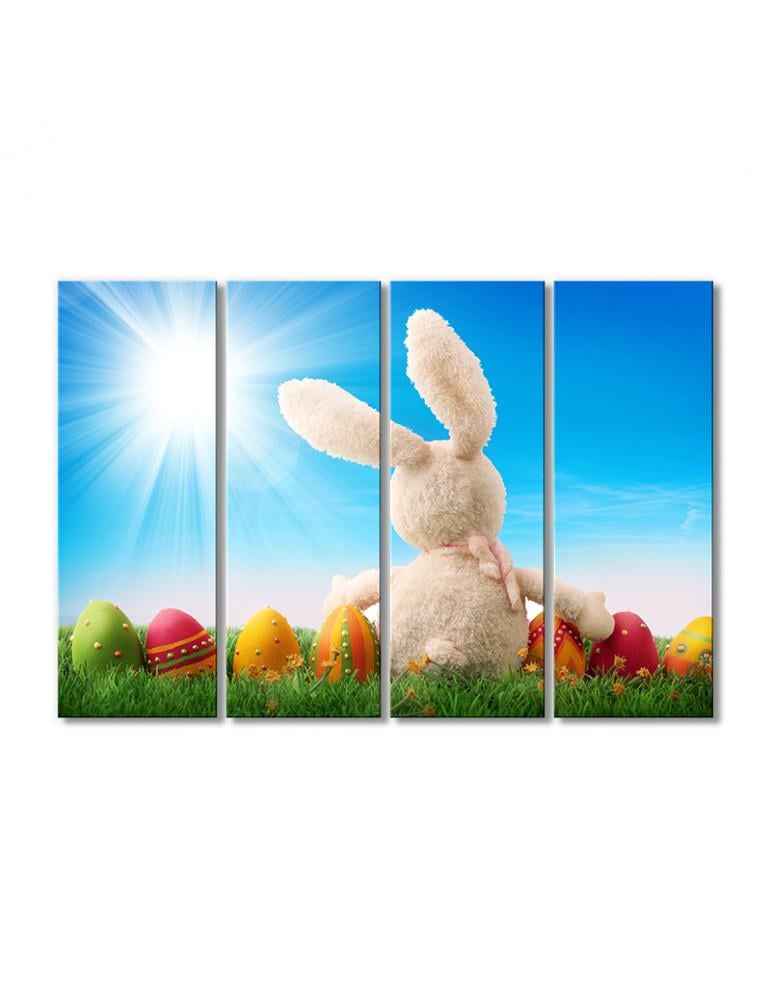 Картина модульная Пасхальные яички с зайчиком 4 модуля 120x180 см