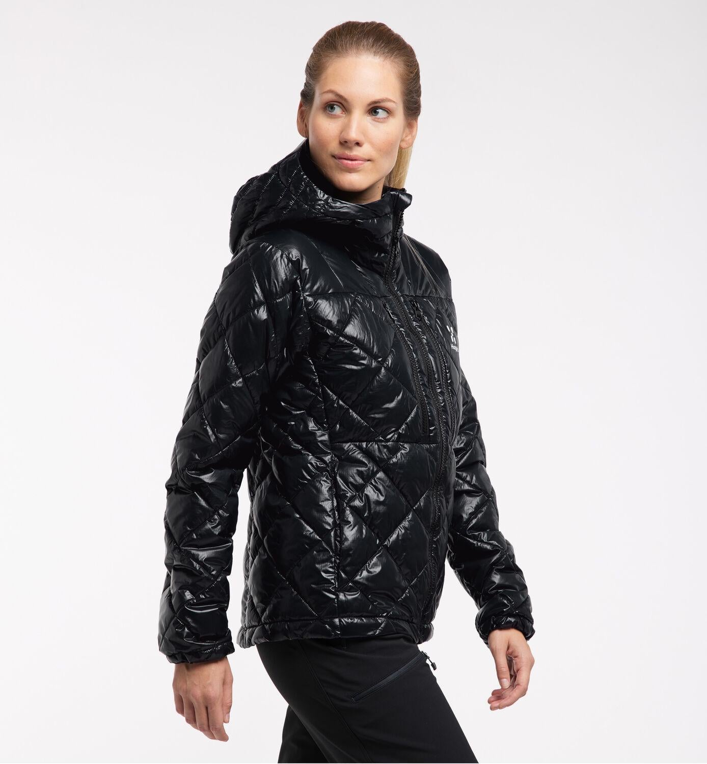 Мікропуховик жіночий Haglofs Roc Mimic Hood для туризму XS Чорний (6047262) - фото 6