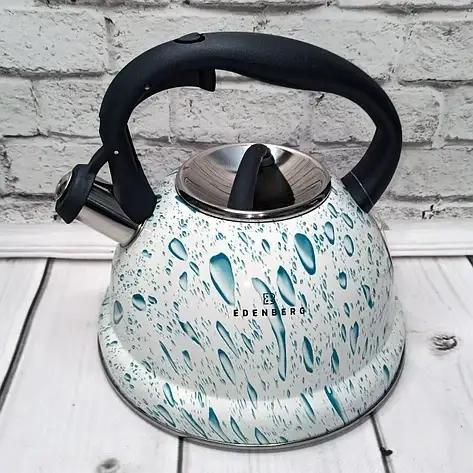 Чайник зі свистком Edenberg з нержавіючої сталі 3 л Білий (EB-1990)