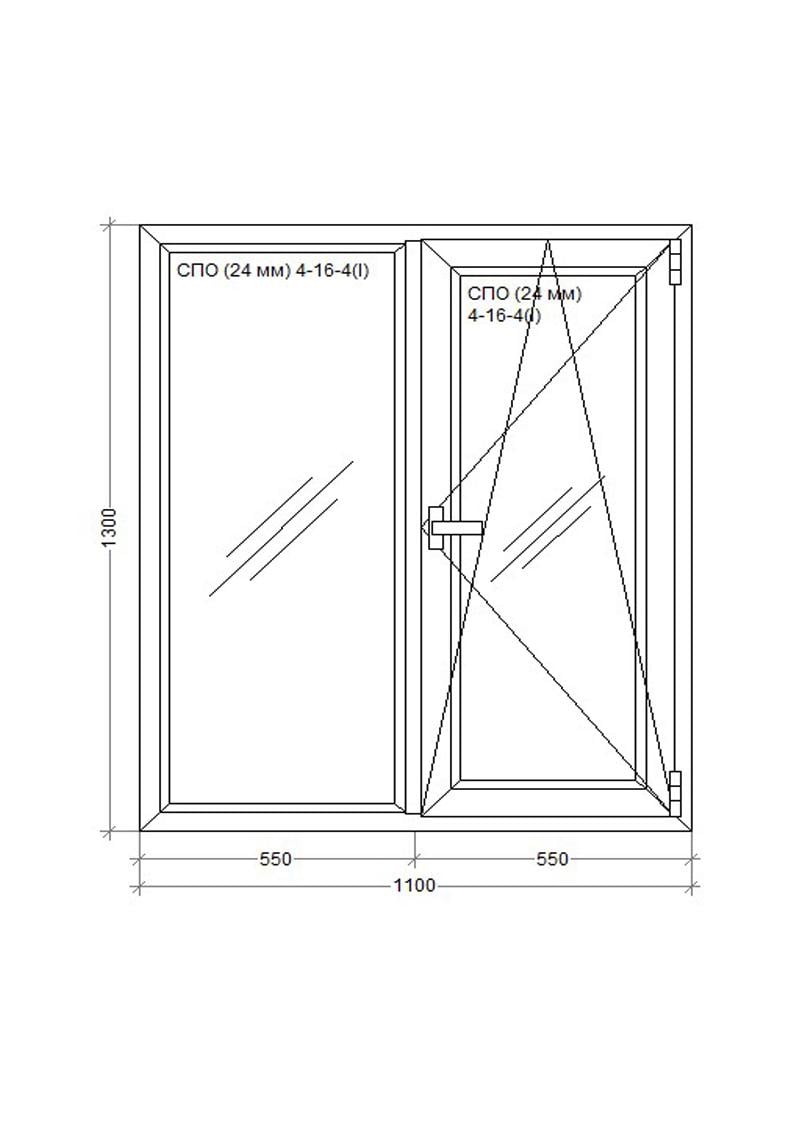 Окно металлопластиковое WDS 5S поворотно-откидное 1100х1300 мм - фото 2